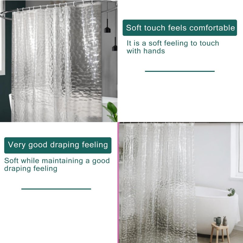 jssablo Shower Curtain Liner, 100% Waterproof EVA Shower Curtains with 3 Duty Heavy Bottom Magnets and 12 Rust Proof Grommets, 72x72 Weighted Shower Liner for Shower Stall, Bathtubs - Image 5
